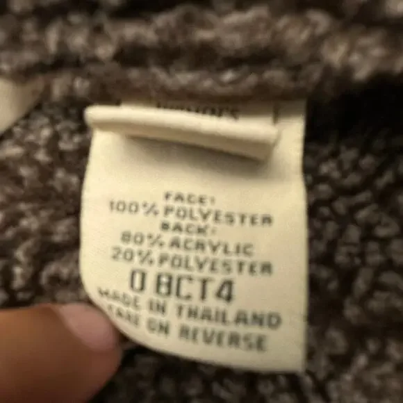 LL Bean BCT4 Faux Shearling Sherpa Long Coat Womens Large Brown Button - Picture 7 of 10